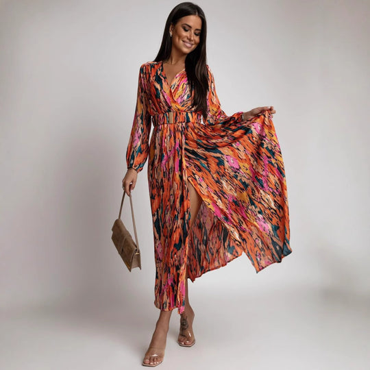 Damen Maxikleid mit bunten Mustern EB