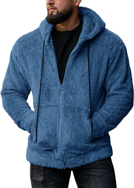 Herren nan kuschelige Teddyfleece Kapuzenjacke mit durchgehendem Reißverschluss EB