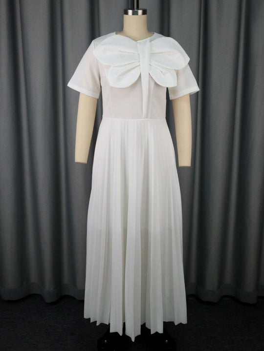 Damen Elegantes Midikleid mit voluminösem Schleifenakzent EB