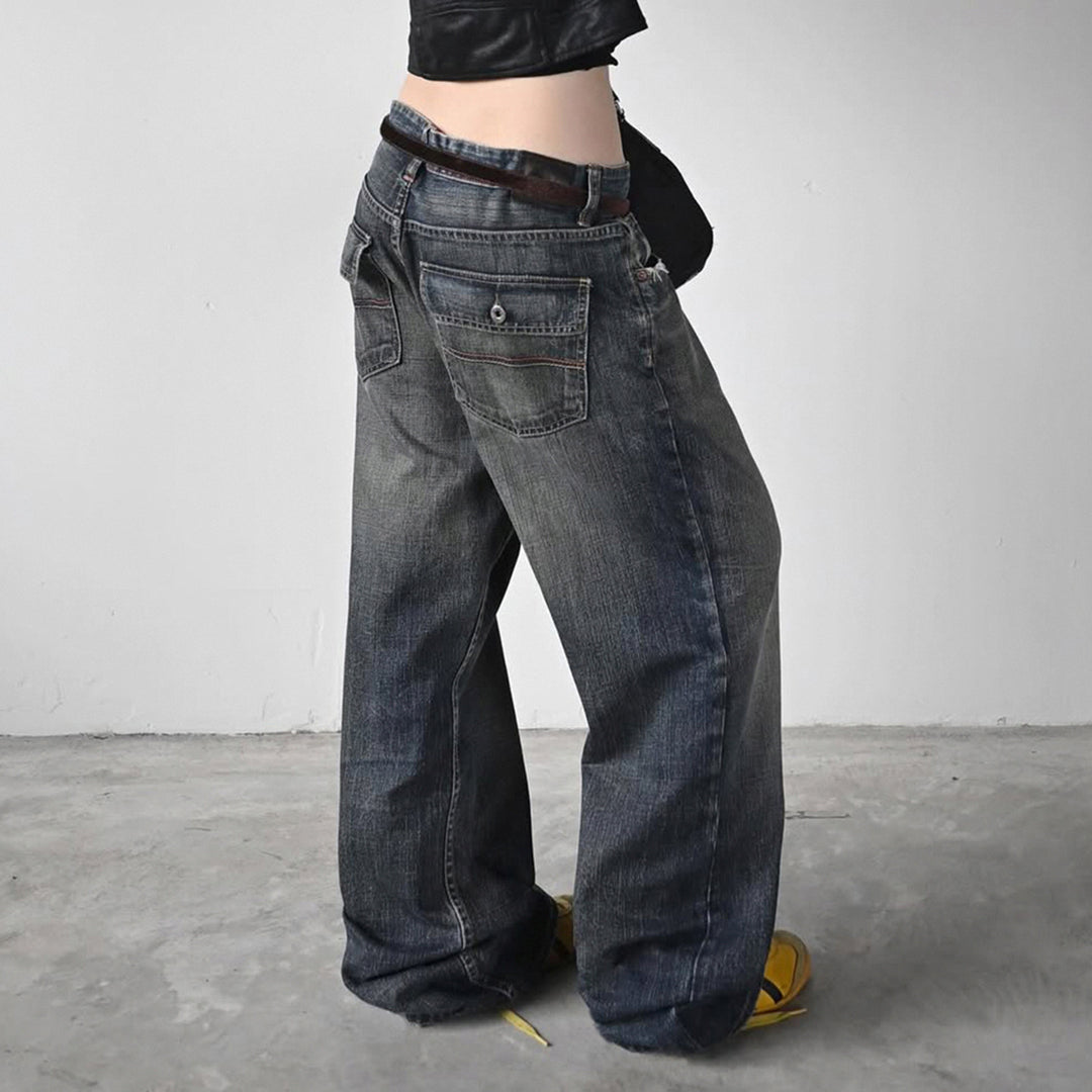 Damenweite Denim-Jeans im lässigen Chino-Stil mit hohem Bund EB