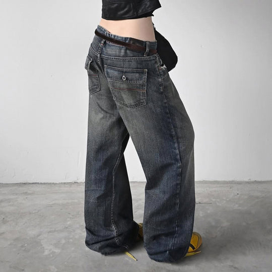Damenweite Denim-Jeans im lässigen Chino-Stil mit hohem Bund EB