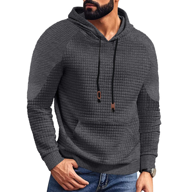 Herren nan Kapuzenpullover mit quadratischer Struktur, Raglanärmeln und Kängurutasche EB
