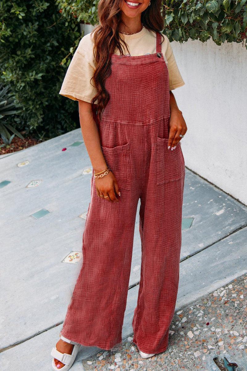 Damen Lässiger Overall mit praktischen Taschen und weitem Bein EB
