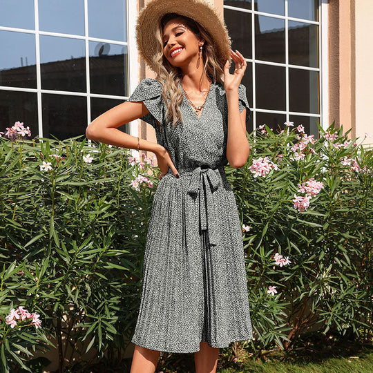 Damen Midikleid mit verspieltem Bindegürtel und elegantem Faltenwurf EB