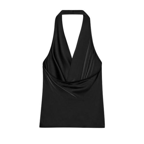 Damen Wickeloberteil aus fließendem Satin mit elegantem Rückenausschnitt EB