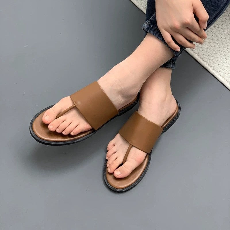 Damen Zehentrenner-Sandalen mit breitem Riemen und ergonomischem Fußbett EB