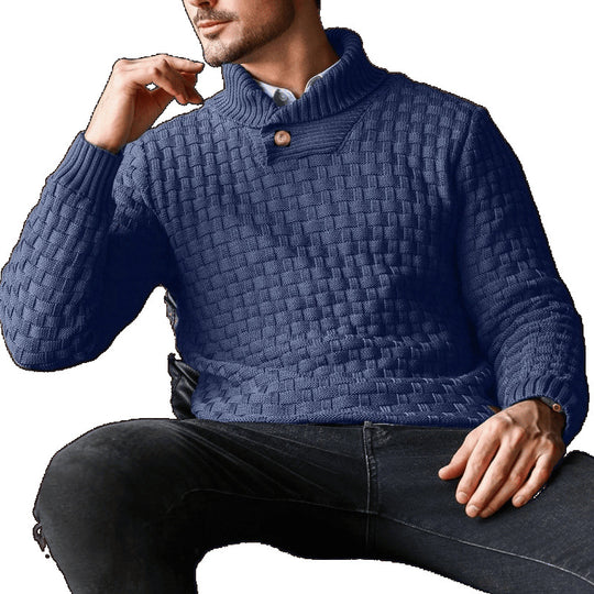 Herren Strickpullover mit Strukturiertem Muster und Modernem Stehkragen EB