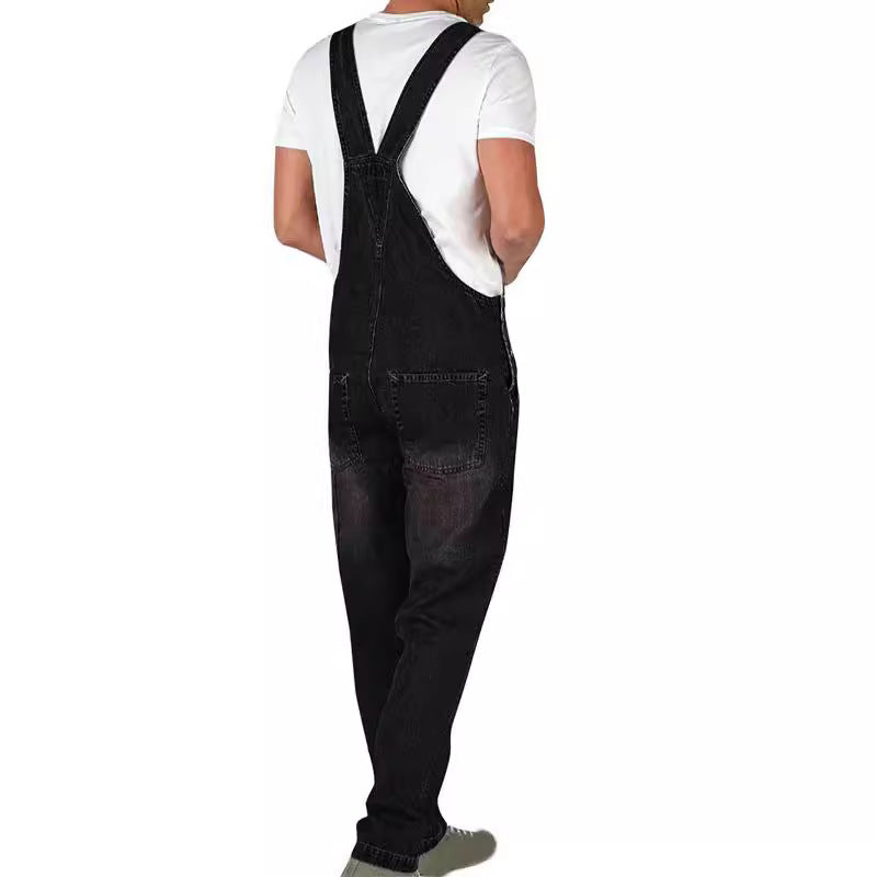 Herren Jeanslatzhose im urbanen Vintage-Stil mit praktischen Taschen EB