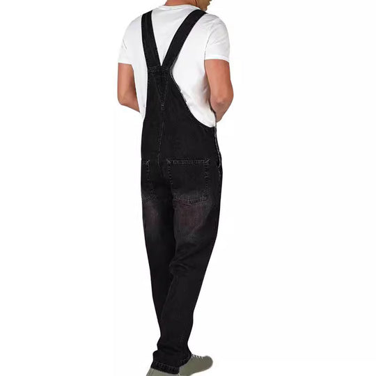 Herren Jeanslatzhose im urbanen Vintage-Stil mit praktischen Taschen EB