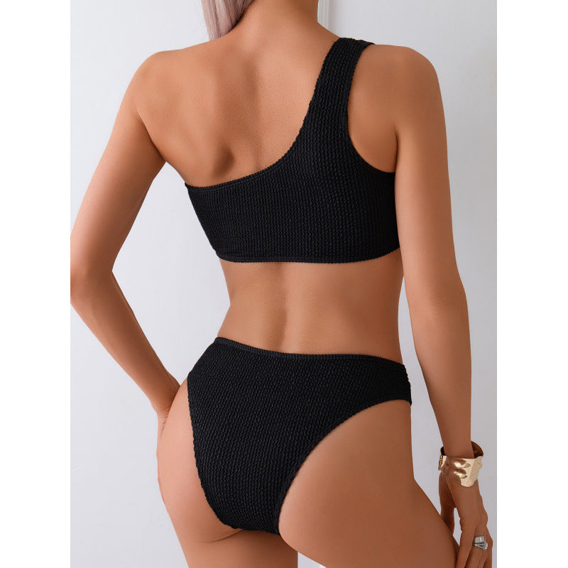 Damen Einseitiger Bikini mit strukturierter Oberfläche EB