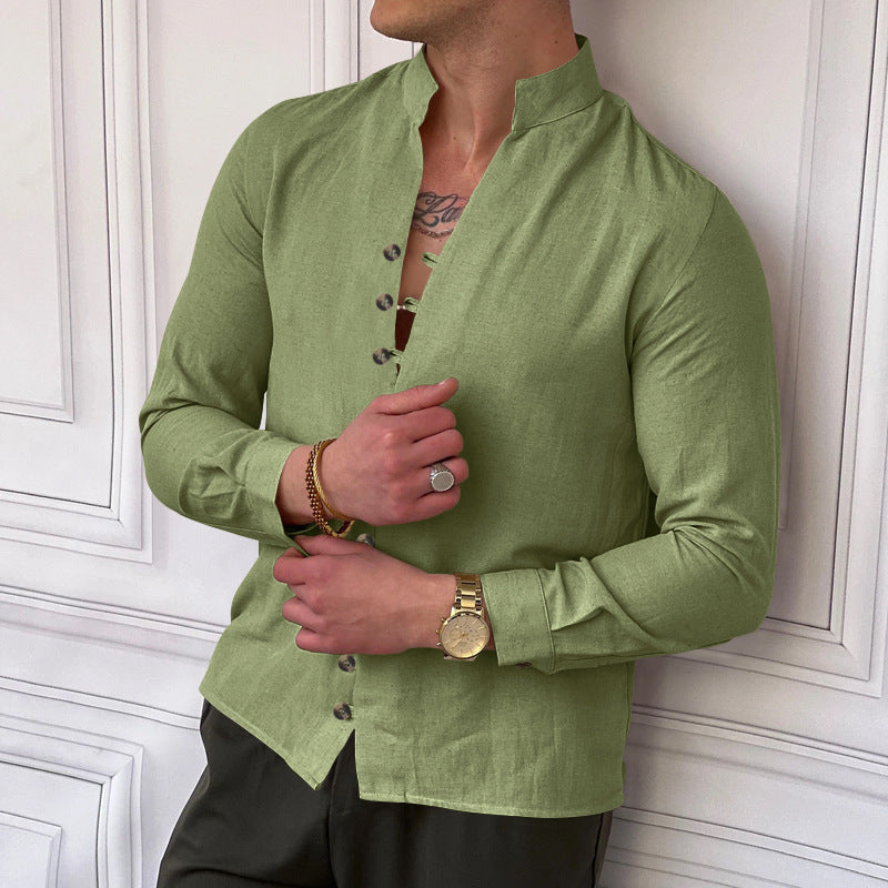 Herren Langarm-Hemd mit modernen Knopfdetails und zeitlosem Design EB