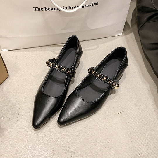 Damen elegante Ballerinas mit modischer Kette EB