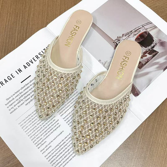 Damen elegante und funkelnde Hausschuhe mit Netzdesign EB