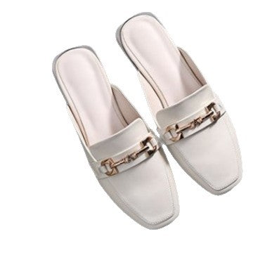 Damen elegante Mules mit glänzenden Kettenapplikationen EB