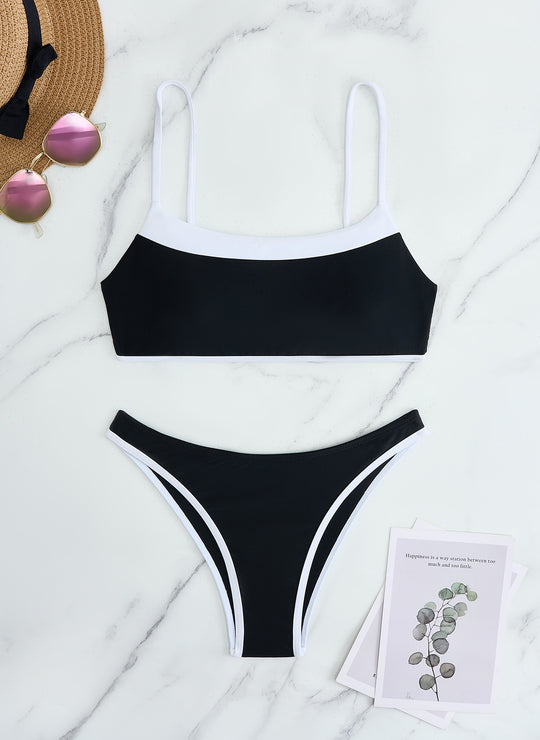 Damen Bikini-Set mit kontrastierendem Design und verstellbaren Trägern EB