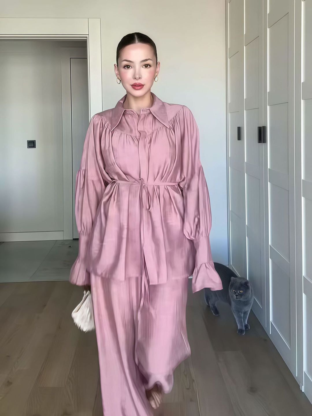 Damen Schicke Bluse und weite Hose im eleganten Look EB