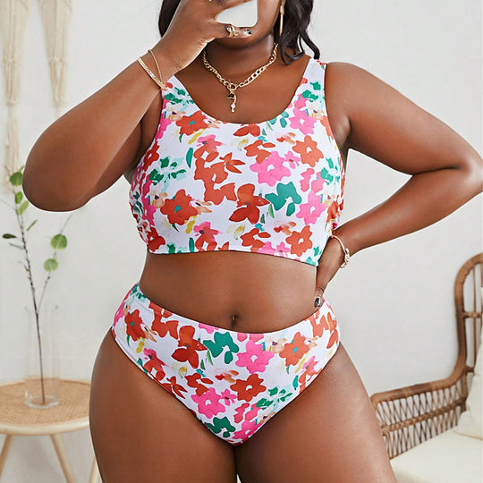 Damen Bikini-Set mit modischem Crop-Top und hochgeschnittenem Unterteil EB