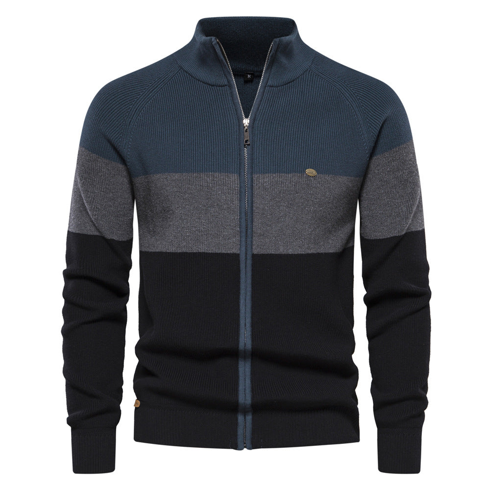 Herren Strickjacke mit modischem Farbblockdesign und hochwertigem Reißverschluss EB