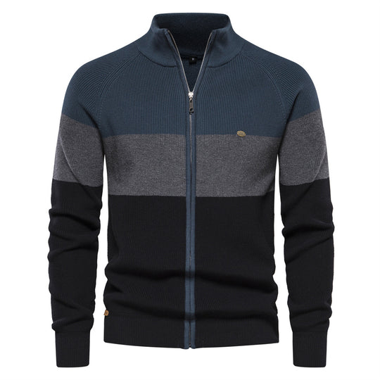 Herren Strickjacke mit modischem Farbblockdesign und hochwertigem Reißverschluss EB