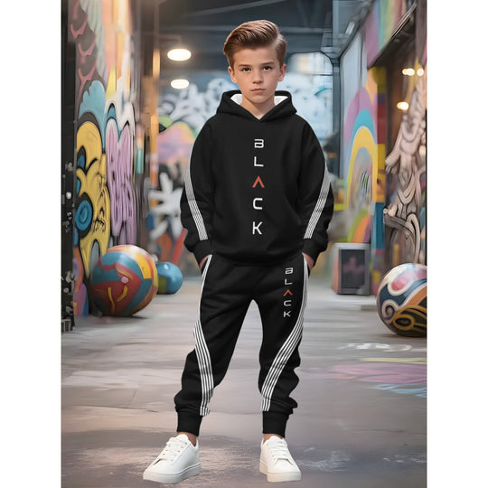 Unisex nan Kinder Jogginganzug mit Kapuzenpullover und detailreichem Auto-Print EB