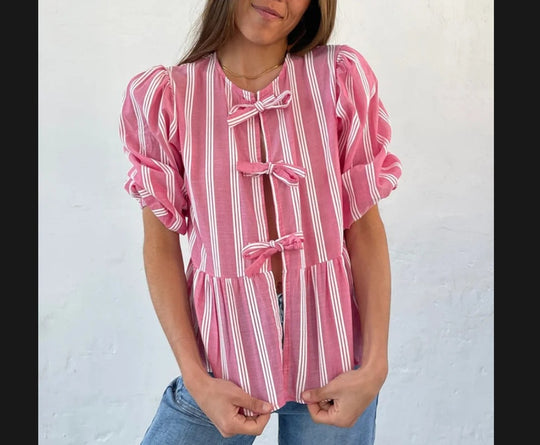 Damen Bluse mit Rüschendetails und raffinierter Knopföffnung EB