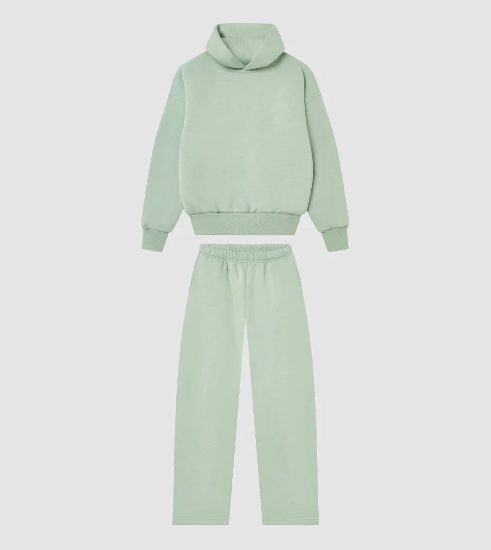 Unisex nan gemütliches Loungewear-Set mit hohem Rollkragen, relaxed-fit Sweatshirt und gerader Sweatpants EB
