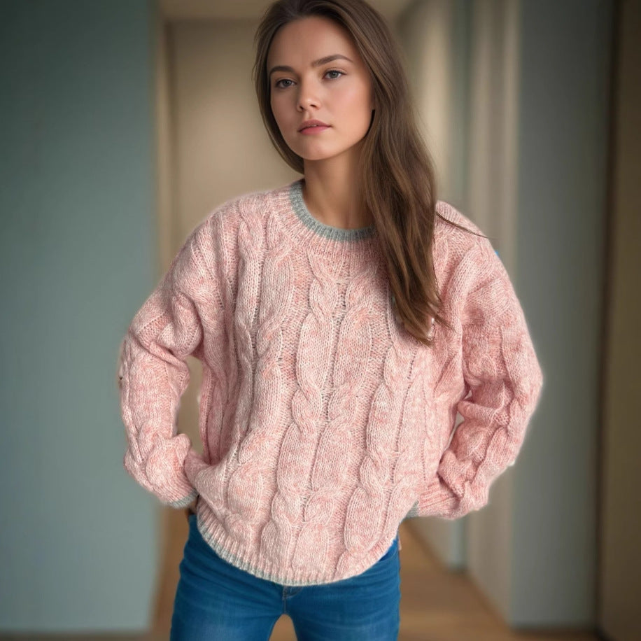 Damen Grobstrickpullover mit modernem Zopfdesign und lässigem Schnitt EB