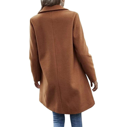 Damen modischer Wollmantel mit elegantem Revers EB