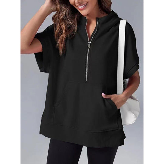Damen Lässiger Kapuzenpullover mit Reißverschluss und praktischen Taschen EB