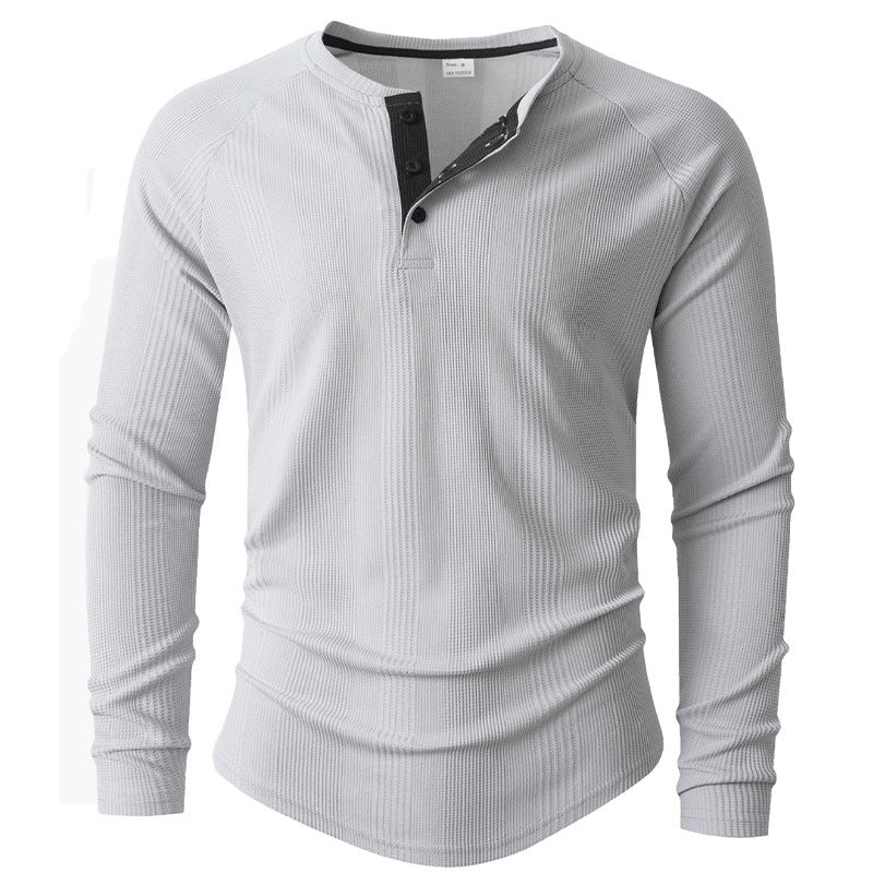 Herren Langarm Henley-Shirt mit strukturierter Oberfläche EB