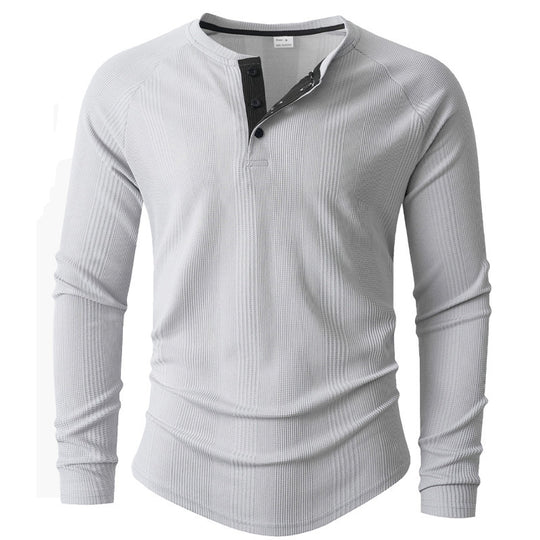 Herren Langarm Henley-Shirt mit strukturierter Oberfläche EB