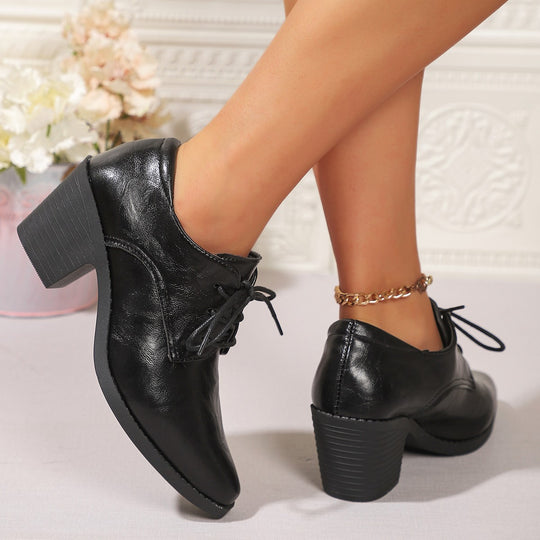 Damen Modische Schnürschuhe mit Blockabsatz EB
