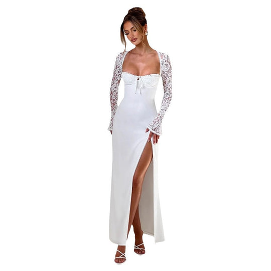 Damen Elegantes Maxi-Kleid mit raffiniertem Schnitt und schimmerndem Stoff EB