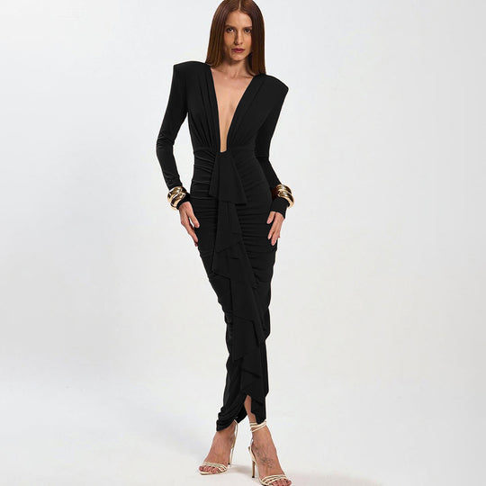 Damen Elegantes Wickelkleid mit raffinierten Drapierungsdetails EB