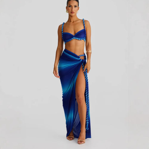 Damen Bikiniset mit elegantem Wickeltuch und kunstvollen Schnürdetails EB