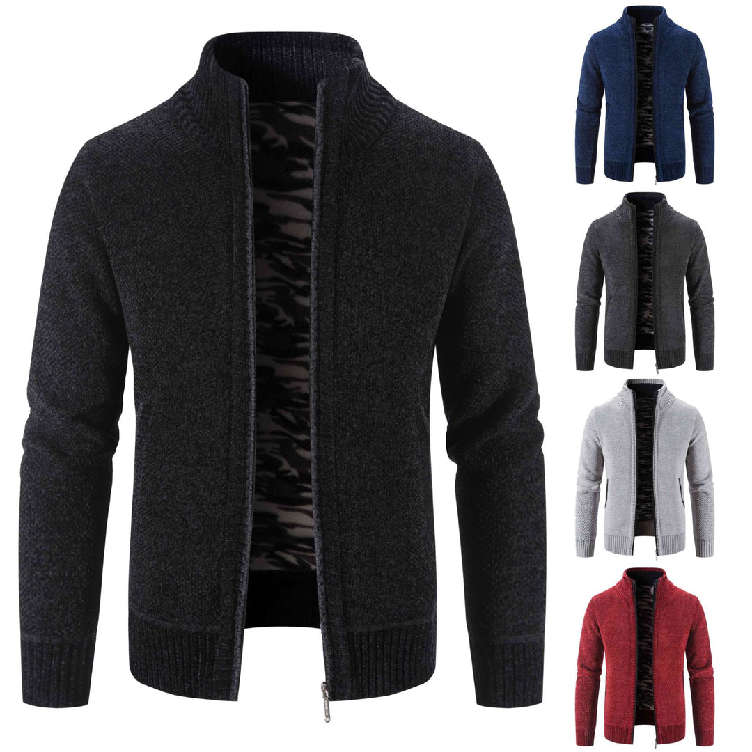 Herren Strickjacke mit hohem Kragen und praktischen Reißverschlusstaschen EB