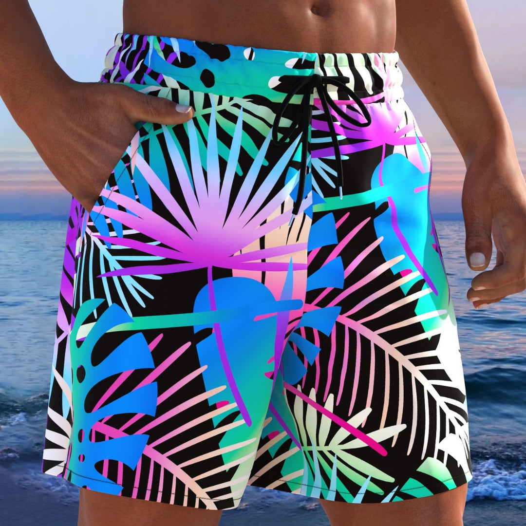 Herren Badeshorts mit animalischem Muster und elastischem Bund EB