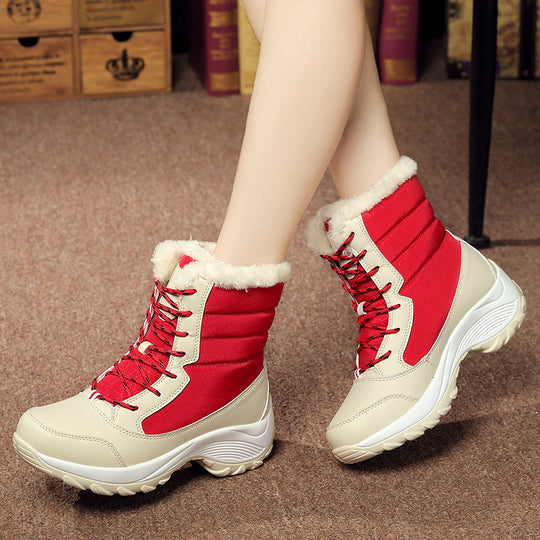 Damen Warme Winterstiefel mit Fleece-Futter und rutschfester Sohle EB