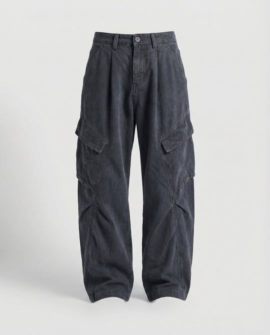 Damen weite Cargohose im Utility-Stil mit überlappenden Klappentaschen und markanter Nahtstruktur EB