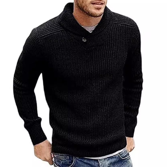 Herren Grobstrick Rollkragenpullover mit Knopfdetails EB