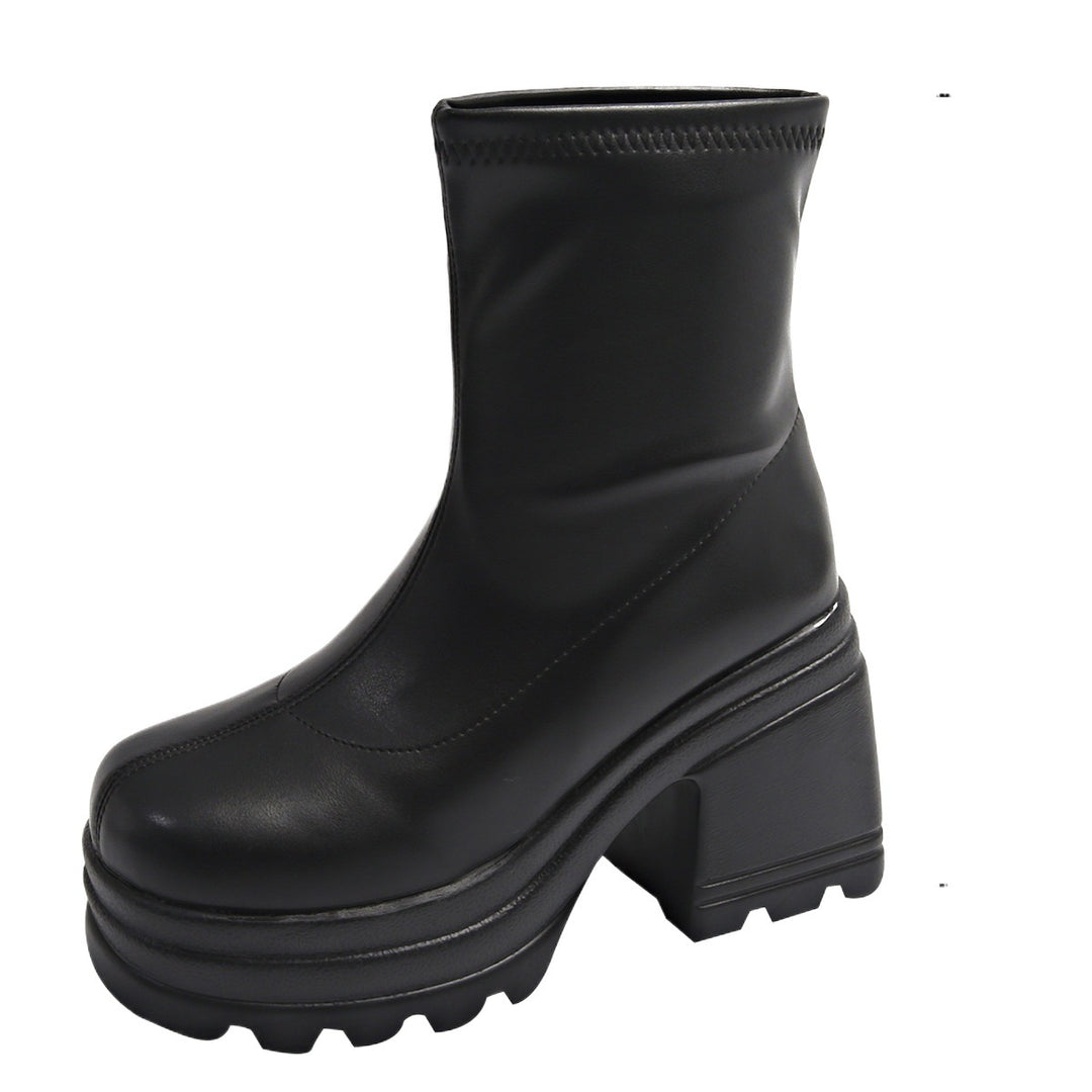Damen Trendige High-Top Stiefeletten mit breitem Blockabsatz EB
