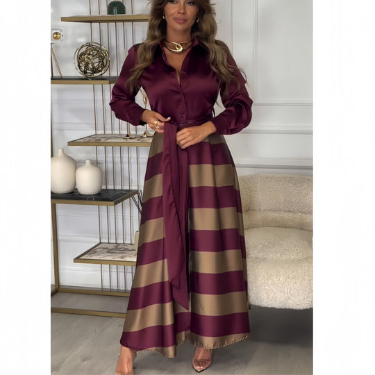 Damen Elegantes Blusenrock-Ensemble mit seitlichem Bindegürtel EB