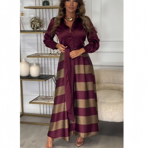 Damen Elegantes Blusenrock-Ensemble mit seitlichem Bindegürtel EB