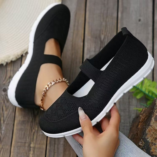 Damen Atmungsaktive und flexible Ballerinas mit elastischem Riemen EB
