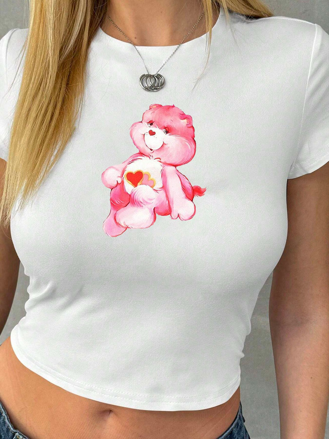 Damen Crop-T-Shirt mit kreativem Nostalgie-Druck und lässigem Schnitt EB