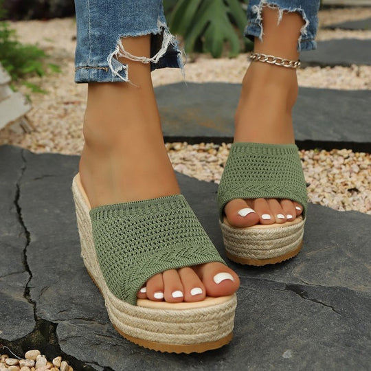 Damen Plateausandalen mit geflochtener Oberseite EB