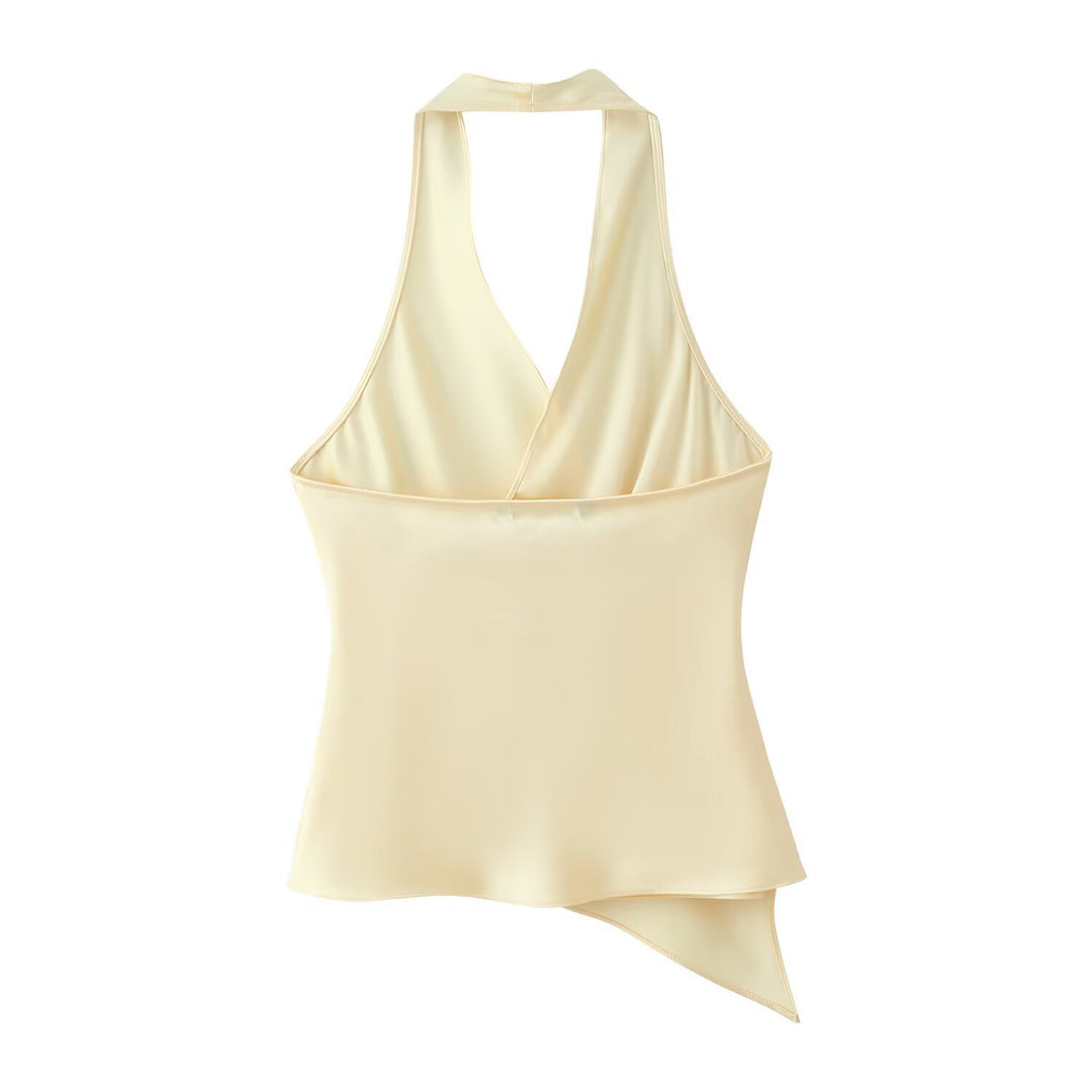 Damen Wickeloberteil aus fließendem Satin mit elegantem Rückenausschnitt EB