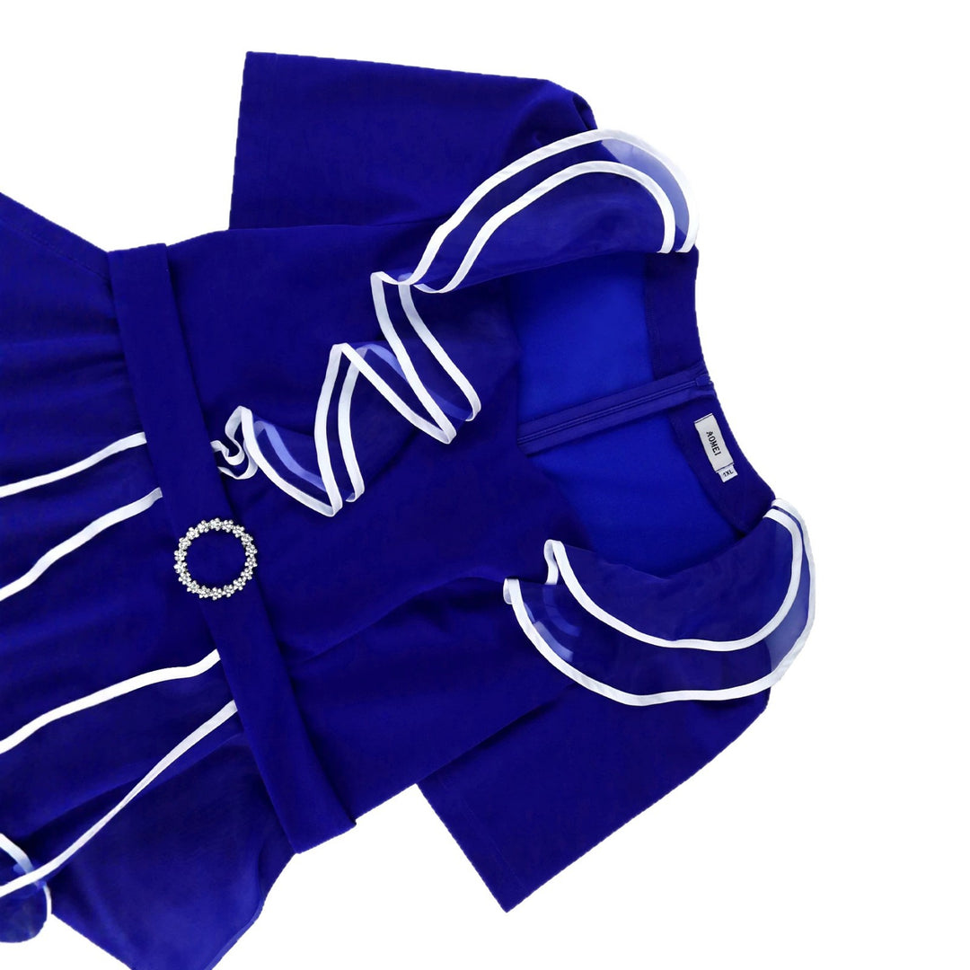 Damen figurbetontes Kleid mit fließendem Rüschendesign EB