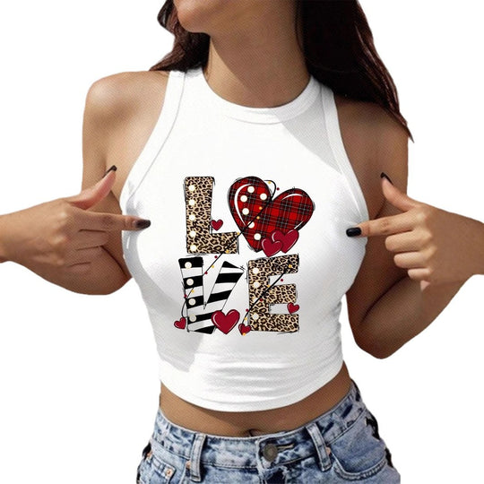 Damen Crop-Top mit aufregendem Herz-Motiv und modischem Schriftzug EB