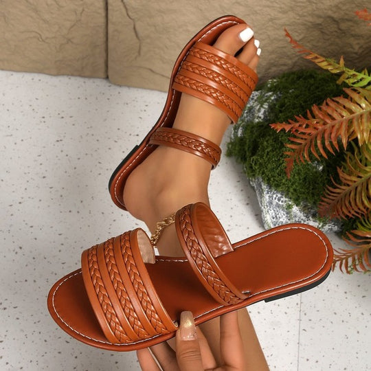 Damen Komfortable Riemchensandalen mit geflochtenem Design EB
